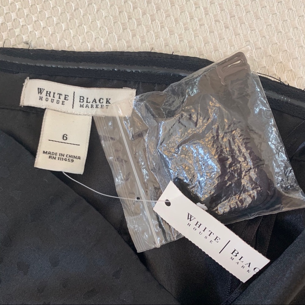 White House Black Market Black Silk Polka Dot Sz 6 - Picture 8 of 11